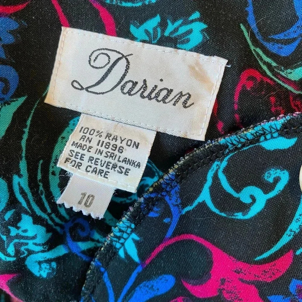 VTG 90s Darian Cottagecore Floral Boho Spring Summer Mid Length Dress Women 10 - Picture 8 of 8